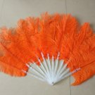 single layer Orange Ostrich Feather Fan Burlesque friend 25"x45"