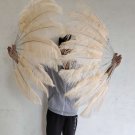 A pair Champagne Single-layer large Ostrich Feather fan 24"x41" burlesque dancer