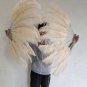 A pair Champagne Single-layer large Ostrich Feather fan 24"x41" burlesque dancer