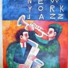 ORIG SIGNED K POLK OIL PAINTING 24X27 UNSTRETCHED CANVAS NEW YORK JAZZ CLUB BAND