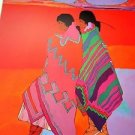 RARE 1990 20X30 ART PRINT POSTER AMADO MAURILLO PENA JR INDIAN WOMEN BLANKETS