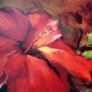 NICE 24X24 ART PRINT POSTER CAROL HADDOCK RED HIBISCUS FLORAL STUNNING COLORS