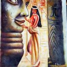 ORIG SIGNED OIL PAINTING 24X27 UNSTRETCHED CANVAS EGYPTIAN PRINCESS IDOL PYRAMID