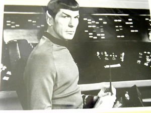 RARE 8X10 B&W PUBLICITY PHOTO ORIG STAR TREK TV SPOCK ON BRIDGE ...