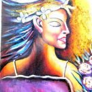 ORIG ART SIGNED OIL PAINTING 24X27 UNSTRETCHED CANVAS STRIKING IMAGE WOMAN  HAIR