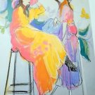 STUNNING '84 24X36 LITHO ART PRINT ISAAC MAIMON WORKS PAPER PASTEL LADIES ROMM