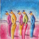 ORIG SIGNED TEXTURED OIL PAINTING 24X27 UNSTRETCHED CANVAS SPANISH TANGO DANCERS