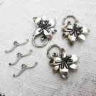 Pewter Flower Toggle Clasp, 30mm, 2 Sets Antique Silver Finish