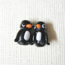 Black and White Penguin Lampwork Glass Beads, 20mm, 2 Handmade Beads