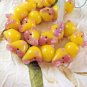 Yellow and Pink Handmade Lampwork Glass Monkey Face Beads, 6 18mm Beads