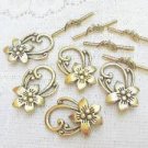 Pewter Flower Toggle Clasp, 30mm, 1 pack, 2 Gold Plated Toggles.