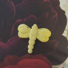 Bone Dragonfly Focal Bead, Hand Carved, 40mm Pale Yellow