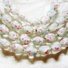 Clear Glass Cream White Core, Pink Inner Flower Handmade Lampwork Glass Beads, 12mm 7 beads