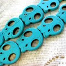 Magnesite Carved Skull Beads 26mm, 2 Turquoise Focal Beads