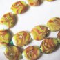 Handmade Olive Green Oval Lampwork Glass Beads, 3 Beads 25mm