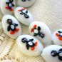 Puffed Oval Lampwork Glass Bead, Handmade Penguin 30mm, 2 Beads.