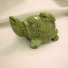 Carved Green Jadeite Turtle with Baby, Hand Crafted, 5 Inches Long