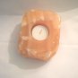 Natural Orange Calcite Tea Lite Candle Holder, Handcrafted 4-1/4 Inch