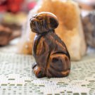 Carved Tigers Eye Dog, Hand Crafted, 2 Inches