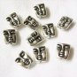 Pewter Face Mask Beads, 2 Sided, 12mm x 10mm, 1 pack, 10 beads, Antique Finish