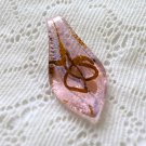 Clear and Pink Lampwork Glass Pendant, Silver Foil with Gold, 48mm Handmade