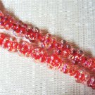 Glass Daisy Flower Beads Clear with Red Core, AB Finish 10mm, 10 beads