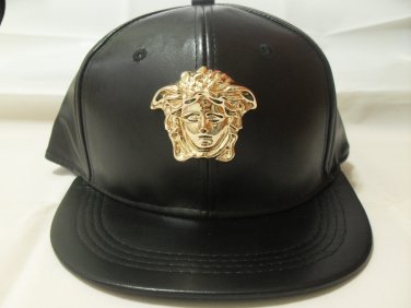 Gold buckle Goddess 3D unique Black patent leather DIY hat snapback