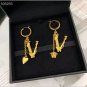 Goddess head dangle V heart chain earrings
