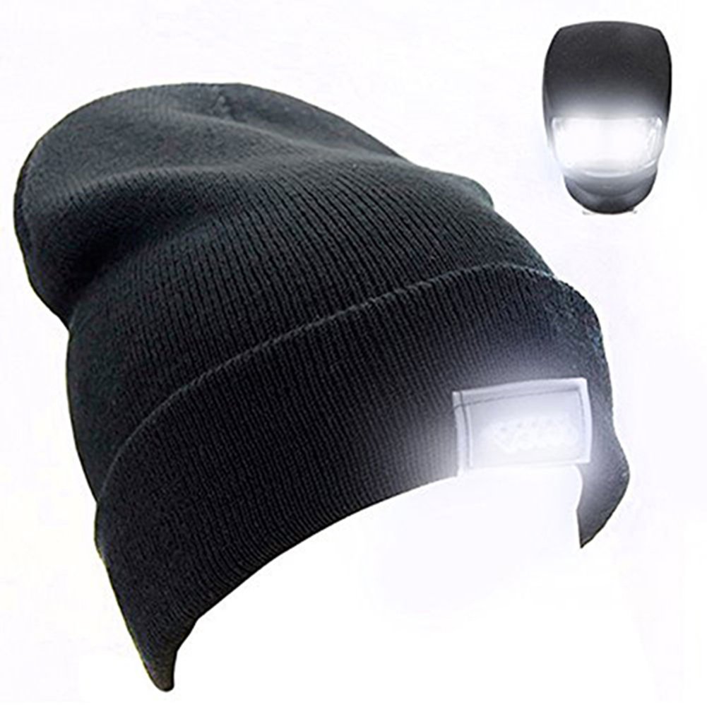 TOQUE/BEANIE With 5 LED lights BLACK