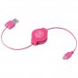 JIVEWIRE ETWM5PK Retractable Micro USB Cable, 3.2ft (Pink)