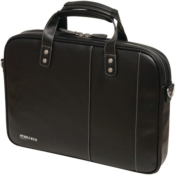 MOBILE EDGE MEUTSBC5 13"" & 14.1"" Tablet & Notebook Slimline Briefcase ( Black with White Stitching