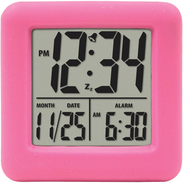 EQUITY BY LA CROSSE 70902 Soft Cube LCD Alarm Clock (Pink)