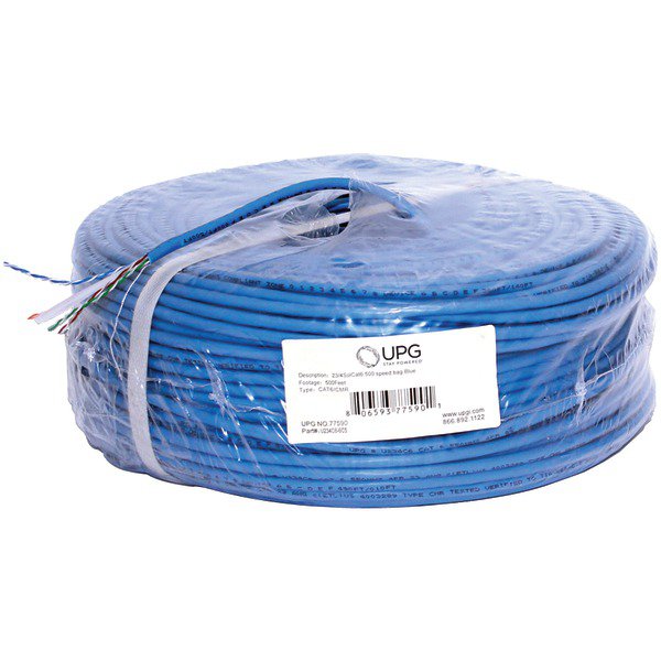 UPG 77590 23Gauge CAT6 Cable, 500ft (Blue Jacket)