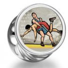 Custom Olympics Wrestling Photo Flower dangle Round Charm Bead