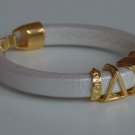 Delta Sigma Greek Leather Bracelet Ladies Greece Theta Alphabet Sliding Letters Handmade