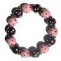 Handpainted Trendy Pink & Brown Dots Adult Stretch Bracelet