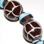 Handpainted Giraffe with Brown & Blue Ribbon Keychain