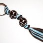 Handpainted Giraffe with Brown & Blue Ribbon Keychain