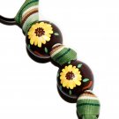 Handpainted Sunflower Brown & Yellow Flower Keychain