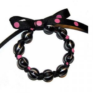 Handpainted Black Polka Dot Zebra Bow Bracelet