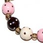Handpainted Pink Cream & Brown Adult Stretch Bracelet