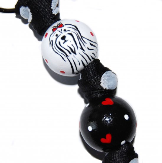 Handpainted Adorable Maltise Puppy Dog Keychain