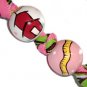 Handpainted Trendy Pink & Green Teacher Gift Keychain