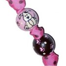 Handpainted Adorable Pink & Brown Puppy Dog Keychain
