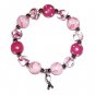 Handpainted Pink Ribbon Breast Cancer Awareness Adult Stretch Bracelet
