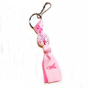 Handpainted Breast Cancer Awareness Keychain Clip