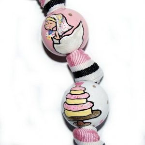 Wedding Day Bride Engagement Handpainted Keychain - Pink