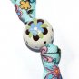 Blue and Brown Retro Flower Keychain Clip