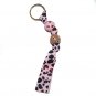Pink Leopard Animal Print Handpainted Keychain