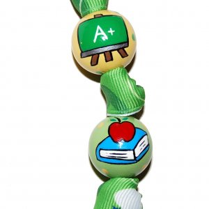 Handpainted Green Apple & Teacher Gift Keychain